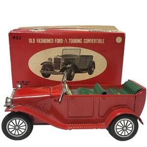 Vintage Cragstan Ford-A Touring Convertible Tin Friction Toy Car Japan 932